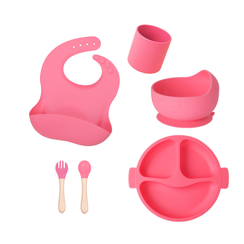 OEM&ODM Silicone Baby Bowl 8 Pcs Set With Spoon &Fork &Plate&Cup